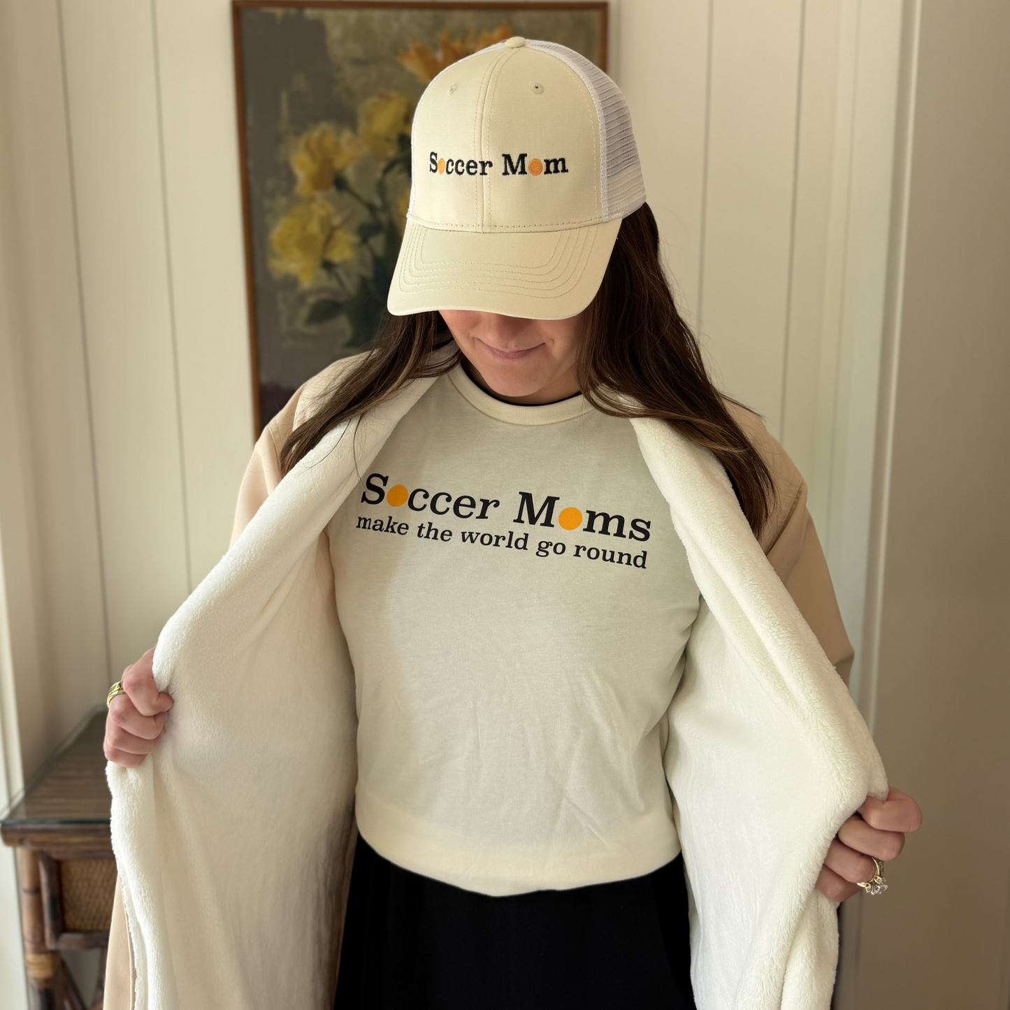 Soccer Mom Infinity Trucker Hat - Natural/White